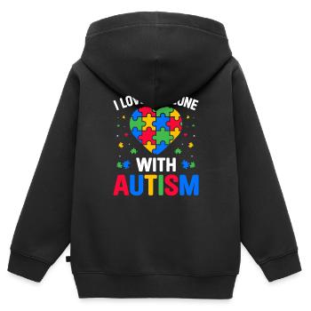 Ich liebe jemanden mit Autismus Lustiges Autismus-Spektrum - Kinder Premium Organic Zip Hoodie - Schwarz - Hinten - AI Model Kid Male (0cm)