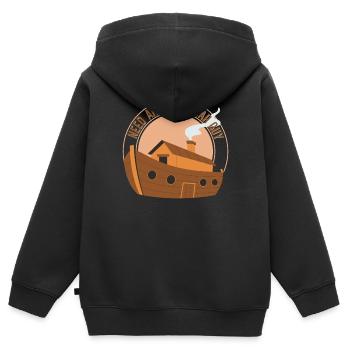 Arche Noah Christlicher Witz - Kinder Premium Organic Zip Hoodie - Schwarz - Hinten - AI Model Kid Male (0cm)