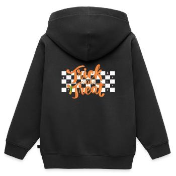trick or treat funny halloween - Sweat Premium à capuche zippé enfant bio - noir - Dos - AI Model Kid Male (0cm)