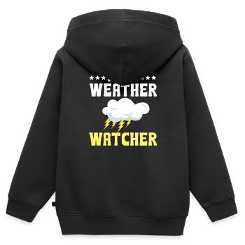 Lustige Wetterbeobachter Regenwolke - Kinder Premium Organic Zip Hoodie - Schwarz - Hinten - AI Model Kid Male (0cm)