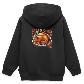 Action de grâce - Sweat Premium à capuche zippé enfant bio - noir - Dos - AI Model Kid Male (0cm)