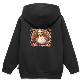 Action de grâce - Sweat Premium à capuche zippé enfant bio - noir - Dos - AI Model Kid Male (0cm)