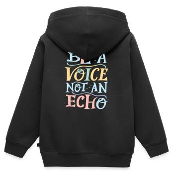 Soyez une voix, pas un écho - Sweat Premium à capuche zippé enfant bio - noir - Dos - AI Model Kid Male (0cm)