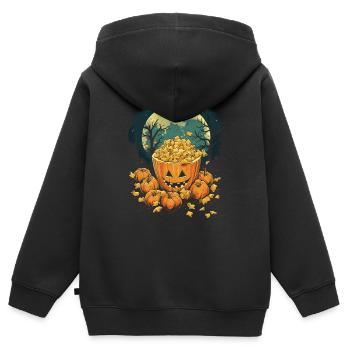 Spukiges Mac 'n Cheese Kostüm Halloween Käse - Kinder Premium Organic Zip Hoodie - Schwarz - Hinten - AI Model Kid Male (0cm)