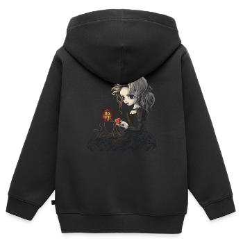 Gruselige Handarbeit Zombies zu Halloween - Kinder Premium Organic Zip Hoodie - Schwarz - Hinten - AI Model Kid Male (0cm)