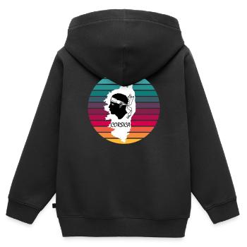 Corsica Insel Frankreich mit Piratenkopf Korsika - Kinder Premium Organic Zip Hoodie - Schwarz - Hinten - AI Model Kid Male (0cm)