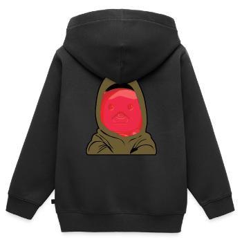 Gummibärchen trägt Hoodie - Kinder Premium Organic Zip Hoodie - Schwarz - Hinten - AI Model Kid Male (0cm)