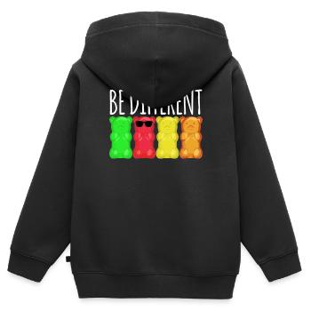 Gummibärchen Gummibären - Kinder Premium Organic Zip Hoodie - Schwarz - Hinten - AI Model Kid Male (0cm)