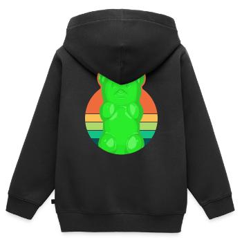 Retro Gummibärchen - Kinder Premium Organic Zip Hoodie - Schwarz - Hinten - AI Model Kid Male (0cm)