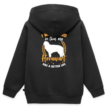 Arbeite für Hovawart Derber Bauernhund - Kinder Premium Organic Zip Hoodie - Schwarz - Hinten - AI Model Kid Male (0cm)