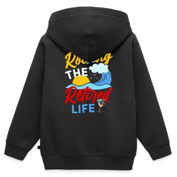 Rocking The Retired Life Retirement Vintage - Sweat Premium à capuche zippé enfant bio - noir - Dos - AI Model Kid Male (0cm)
