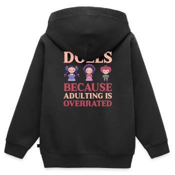 Poupée de collection de poupée de collection drôle - Sweat Premium à capuche zippé enfant bio - noir - Dos - AI Model Kid Male (0cm)