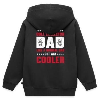 Papa collectionneur de poupées - Sweat Premium à capuche zippé enfant bio - noir - Dos - AI Model Kid Male (0cm)