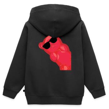 Gummibärchen mit Sonnenbrille - Kinder Premium Organic Zip Hoodie - Schwarz - Hinten - AI Model Kid Male (0cm)