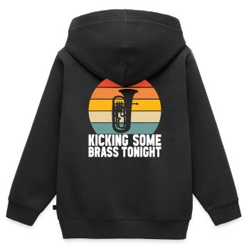 Euphonium baryton cor ténor - Sweat Premium à capuche zippé enfant bio - noir - Dos - AI Model Kid Male (0cm)