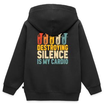 Euphonium baryton cor ténor - Sweat Premium à capuche zippé enfant bio - noir - Dos - AI Model Kid Male (0cm)