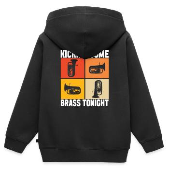 Euphonium baryton cor ténor - Sweat Premium à capuche zippé enfant bio - noir - Dos - AI Model Kid Male (0cm)