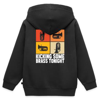 Euphonium baryton cor ténor - Sweat Premium à capuche zippé enfant bio - noir - Dos - AI Model Kid Male (0cm)