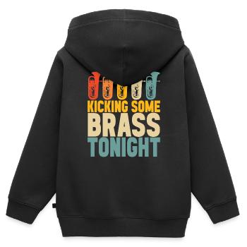 Euphonium baryton cor ténor - Sweat Premium à capuche zippé enfant bio - noir - Dos - AI Model Kid Male (0cm)