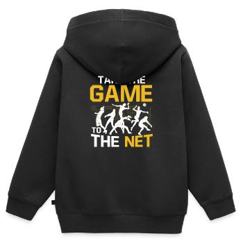 Les joueurs de volleyball Spiker Libero prennent le jeu à - Sweat Premium à capuche zippé enfant bio - noir - Dos - AI Model Kid Male (0cm)