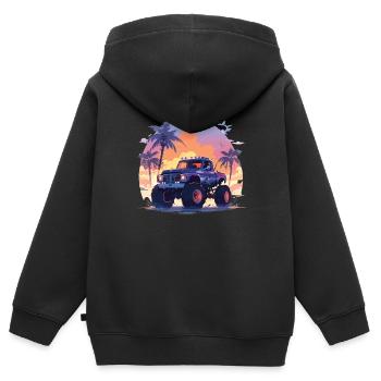 Monstertruck - Kinder Premium Organic Zip Hoodie - Schwarz - Hinten - AI Model Kid Male (0cm)