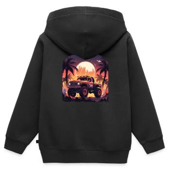 Monstertruck - Kinder Premium Organic Zip Hoodie - Schwarz - Hinten - AI Model Kid Male (0cm)