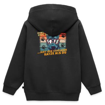 Katzenfreund, Katzenzubehör Geschenk - Kinder Premium Organic Zip Hoodie - Schwarz - Hinten - AI Model Kid Male (0cm)