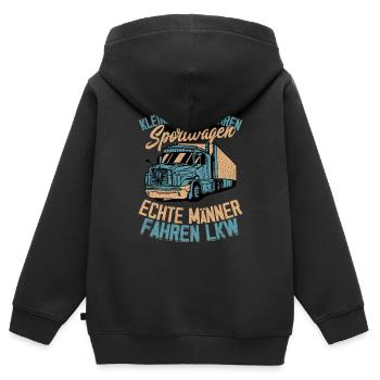 Echte Männer fahren LKW Fahrer - Kinder Premium Organic Zip Hoodie - Schwarz - Hinten - AI Model Kid Male (0cm)