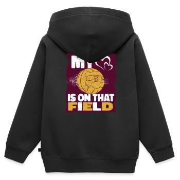 Mein Herz Ist Auf Dem Fußballplatz Fußball-Vibes - Kinder Premium Organic Zip Hoodie - Schwarz - Hinten - AI Model Kid Male (0cm)