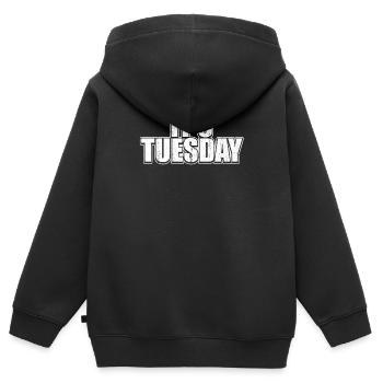 Grunge Dienstag Weiß Wöchentlicher Streich Lustige Witze Wortspiel - Kinder Premium Organic Zip Hoodie - Schwarz - Hinten - AI Model Kid Male (0cm)
