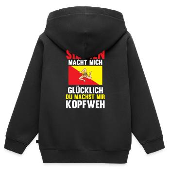 Sizilianer Sizilianisch Sizilien - Kinder Premium Organic Zip Hoodie - Schwarz - Hinten - AI Model Kid Male (0cm)