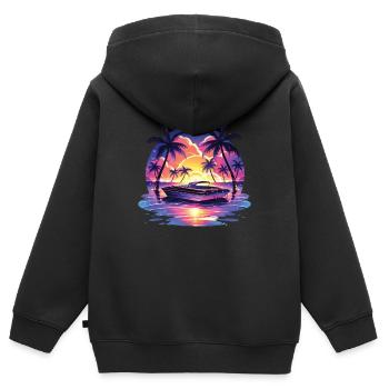 Boot - Kinder Premium Organic Zip Hoodie - Schwarz - Hinten - AI Model Kid Male (0cm)