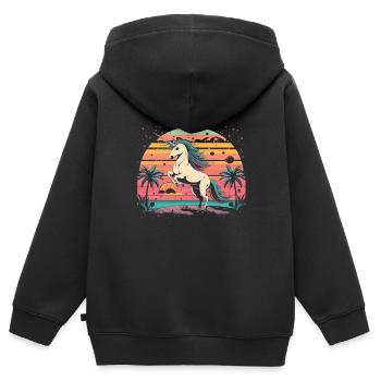 Einhorn Vintage Einhorn Geburtstag Einhörner - Kinder Premium Organic Zip Hoodie - Schwarz - Hinten - AI Model Kid Male (0cm)