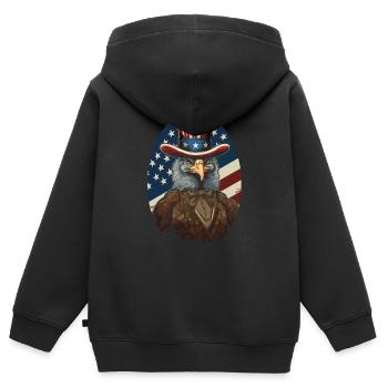 Thanksgiving Pèlerin américain Turquie - Sweat Premium à capuche zippé enfant bio - noir - Dos - AI Model Kid Male (0cm)