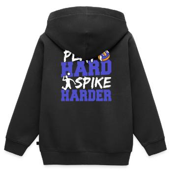 Volleyball Player Spiker Funny Play Hard Spike Har - Kinder Premium Organic Zip Hoodie - Schwarz - Hinten - AI Model Kid Male (0cm)