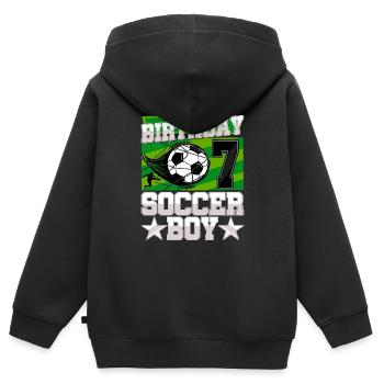 7th birthday Boy Soccer 7 Years Old Gifts - Kinder Premium Organic Zip Hoodie - Schwarz - Hinten - AI Model Kid Male (0cm)