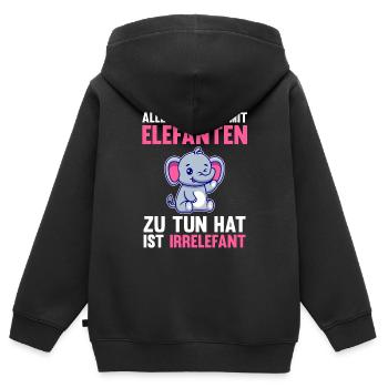 Elefant Elefanten - Kinder Premium Organic Zip Hoodie - Schwarz - Hinten - AI Model Kid Male (0cm)