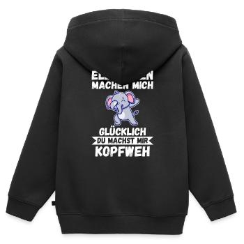 Elefant Elefanten - Kinder Premium Organic Zip Hoodie - Schwarz - Hinten - AI Model Kid Male (0cm)