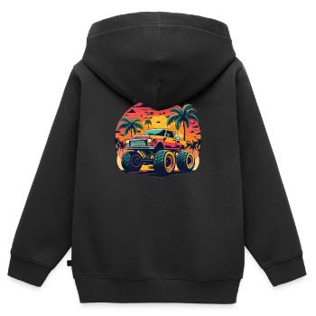 Monstertruck Monstertrucks Monstertruck Kinder - Kinder Premium Organic Zip Hoodie - Schwarz - Hinten - AI Model Kid Male (0cm)