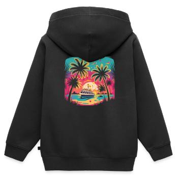 bateau à moteur bateau de sport bateau yacht propriétaire de bateau - Sweat Premium à capuche zippé enfant bio - noir - Dos - AI Model Kid Male (0cm)