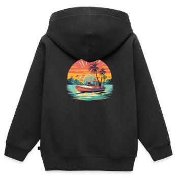 bateau à moteur bateau de sport bateau yacht propriétaire de bateau - Sweat Premium à capuche zippé enfant bio - noir - Dos - AI Model Kid Male (0cm)