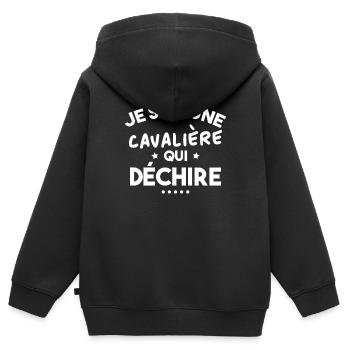 Je suis Une cavalière Qui déchire - Sweat Premium à capuche zippé enfant bio - noir - Dos - AI Model Kid Male (0cm)
