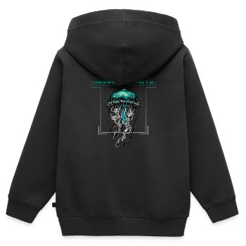 Abgründige Schönheitsqualle - Kinder Premium Organic Zip Hoodie - Schwarz - Hinten - AI Model Kid Male (0cm)