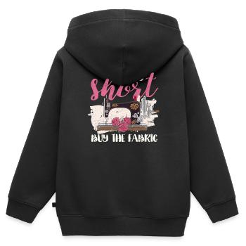 Das Leben ist kurz Kaufen Sie den Stoff Nähen Nähe - Kinder Premium Organic Zip Hoodie - Schwarz - Hinten - AI Model Kid Male (0cm)