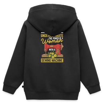 Unterschätzen Sie niemals die Macht einer Frau - Kinder Premium Organic Zip Hoodie - Schwarz - Hinten - AI Model Kid Male (0cm)