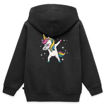 Dabbing Licorne Licorne Dab Dabbing Trend Dance - Sweat Premium à capuche zippé enfant bio - noir - Dos - AI Model Kid Male (0cm)