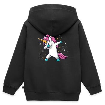 Dabbing Licorne Licorne Dab Dabbing Trend Dance - Sweat Premium à capuche zippé enfant bio - noir - Dos - AI Model Kid Male (0cm)