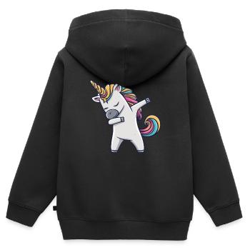 Dabbing Licorne Licorne Dab Dabbing Trend Dance - Sweat Premium à capuche zippé enfant bio - noir - Dos - AI Model Kid Male (0cm)