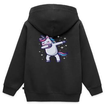 Dabbing Licorne Licorne Dab Dabbing Trend Dance - Sweat Premium à capuche zippé enfant bio - noir - Dos - AI Model Kid Male (0cm)