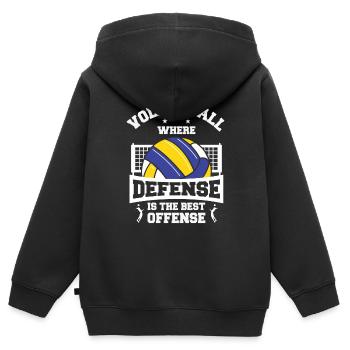 Volleyball Where Defense Is The Best Offense Sette - Kinder Premium Organic Zip Hoodie - Schwarz - Hinten - AI Model Kid Male (0cm)